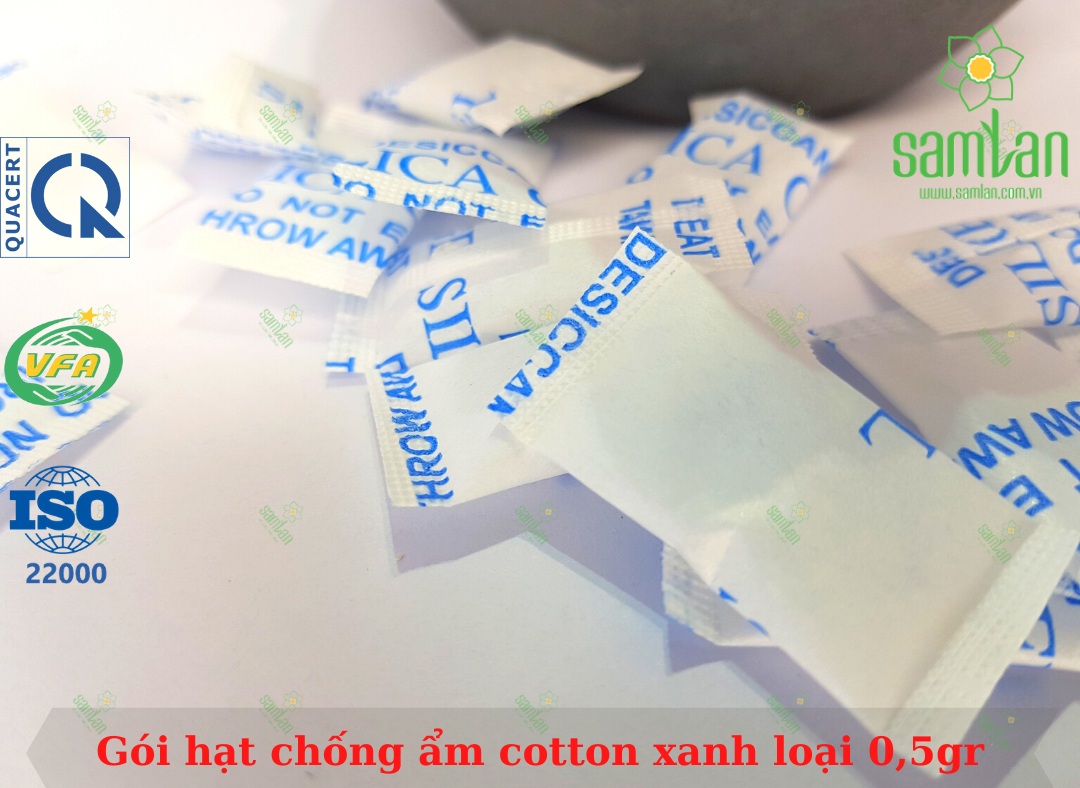 Gói hạt chống ẩm cotton xanh 0,5gr