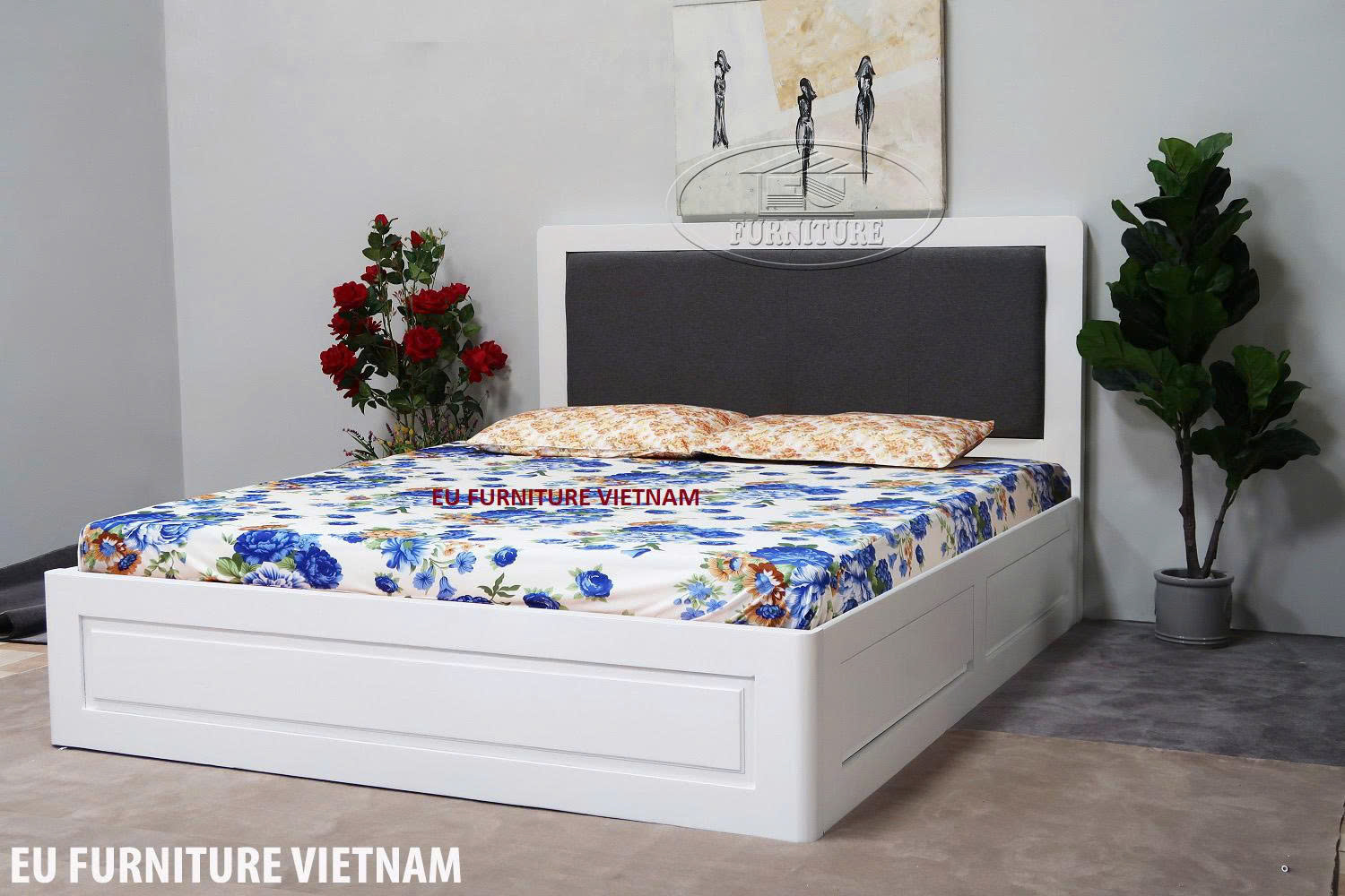 Giường ngủ gỗ sồi Mỹ